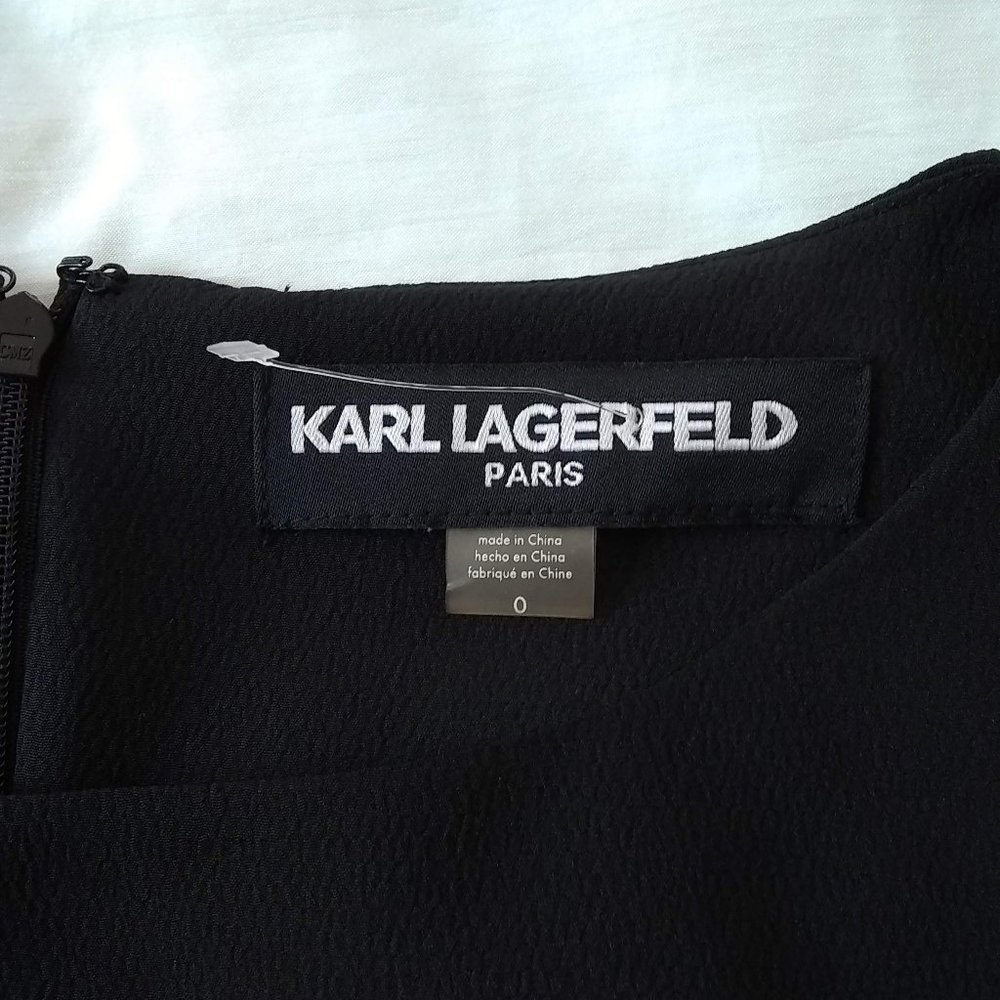 KARL LAGERFELD Chiffon Split Sleeve Sheath Dress - Picture 3 of 8